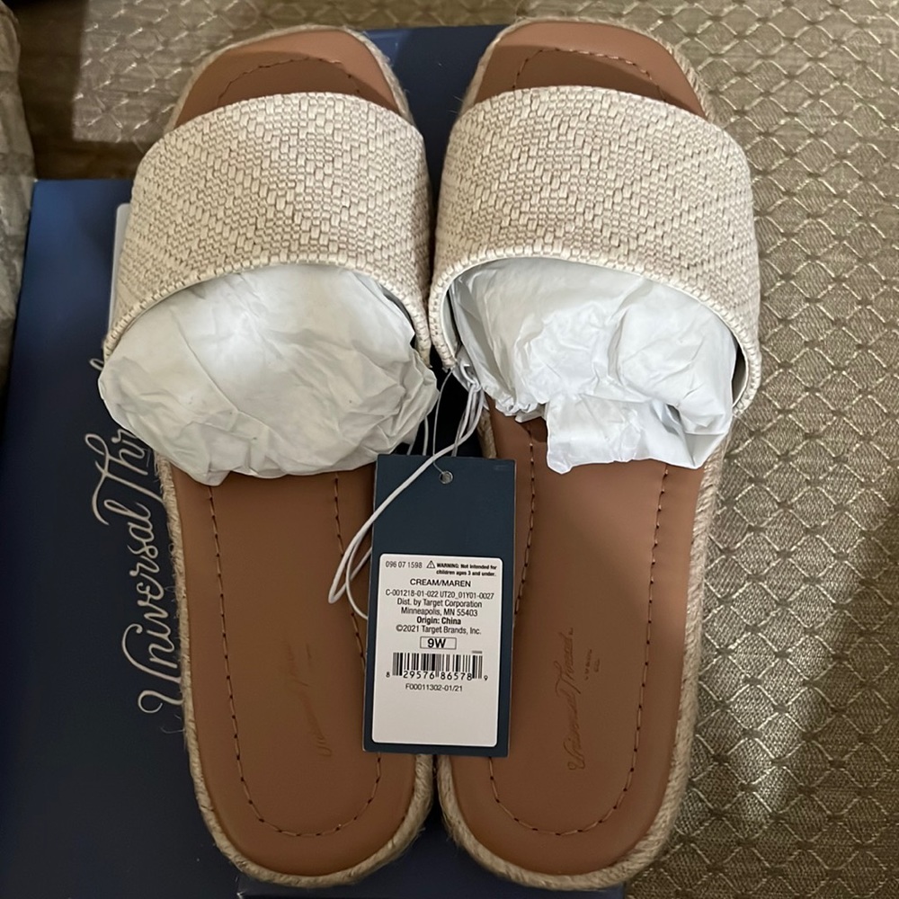 Women’s wide width espadrille slide sandals
